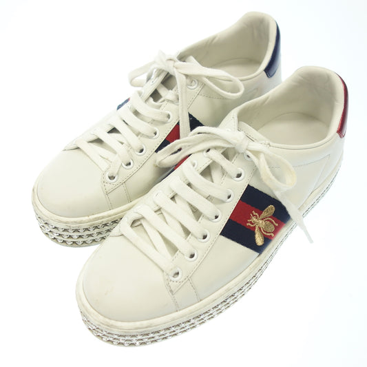 Used ◆ Gucci sneakers Ace bee embroidered crystal white calf leather ladies size 36 505995 GUCCI [AFC1] 