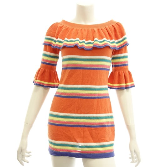 Used ◆ Sretsis Mini Dress Knit Tops Tunic Off Shoulder Ruffles Border Pattern UK6 Sretsis [AFB14] 