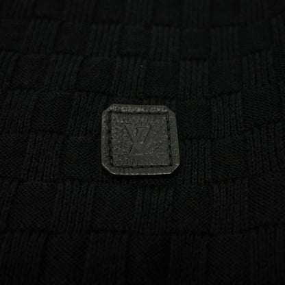 Used ◆Louis Vuitton Knit Jacket Zip Up Damier LV Leather Patch HBN46WF99 Size XS Men's Black LOUIS VUITTON [AFB30] 