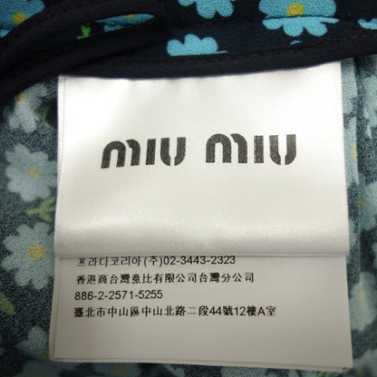 未使用 ◆ Miu Miu 花卉图案花朵褶边半身裙 女式 黑色 36 miu miu [AFB20] 