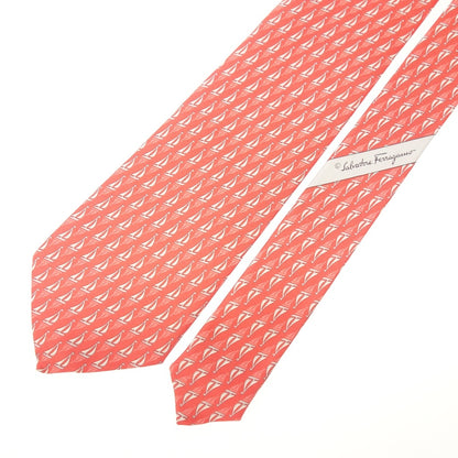 Very good condition ◆Salvatore Ferragamo tie yacht pattern red Salvatore Ferragamo [AFI20] 