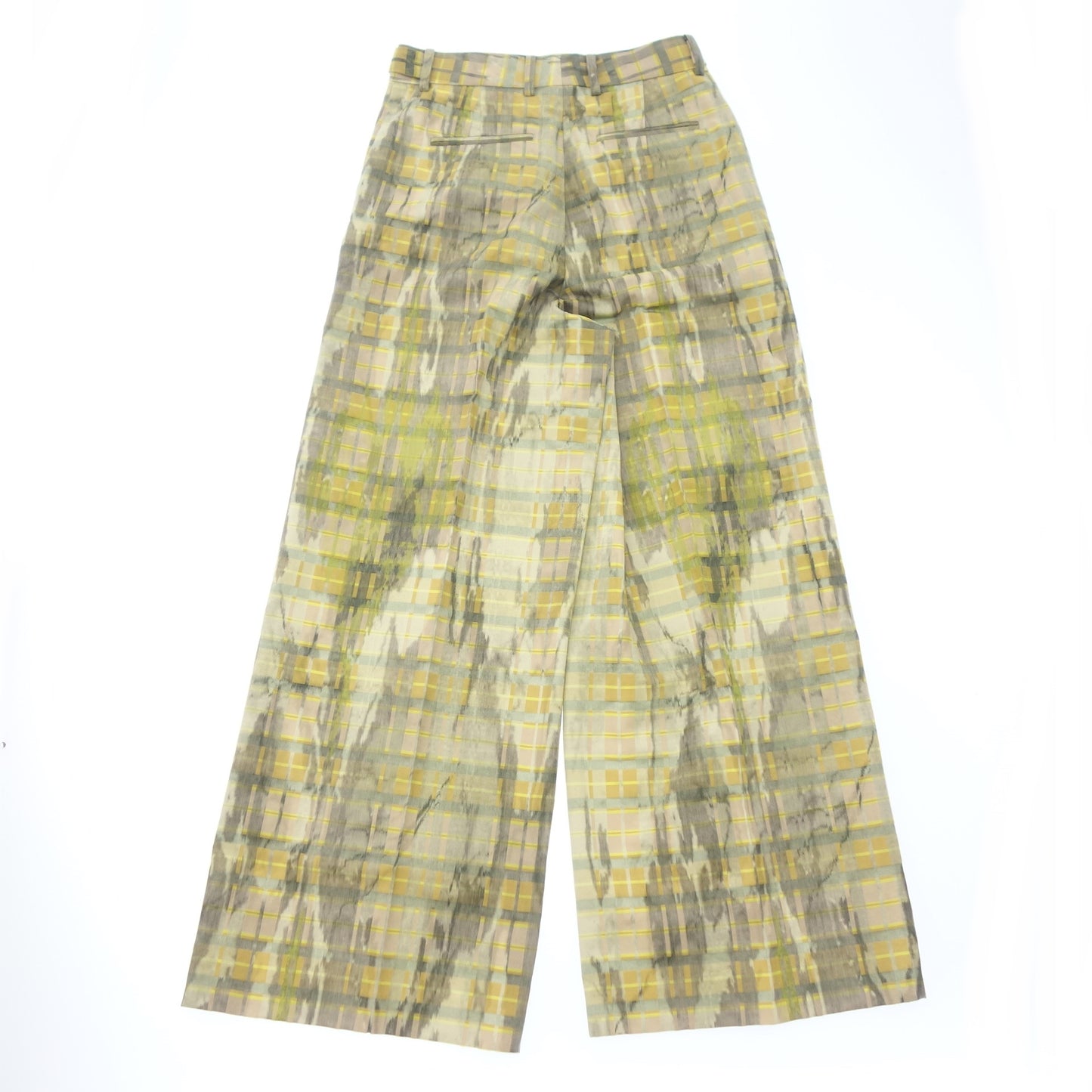 Good condition◆Cavan Camouflage Check Print Wide Pants Cotton Polyester Women's Yellow Size Unknown CABaN [AFB8] 