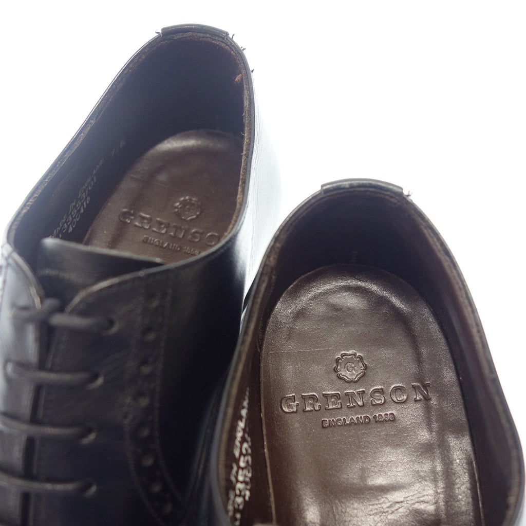 Very good condition◆Grenson leather shoes quarter brogue black inner feather men's 7E black Grenson [AFC33] 