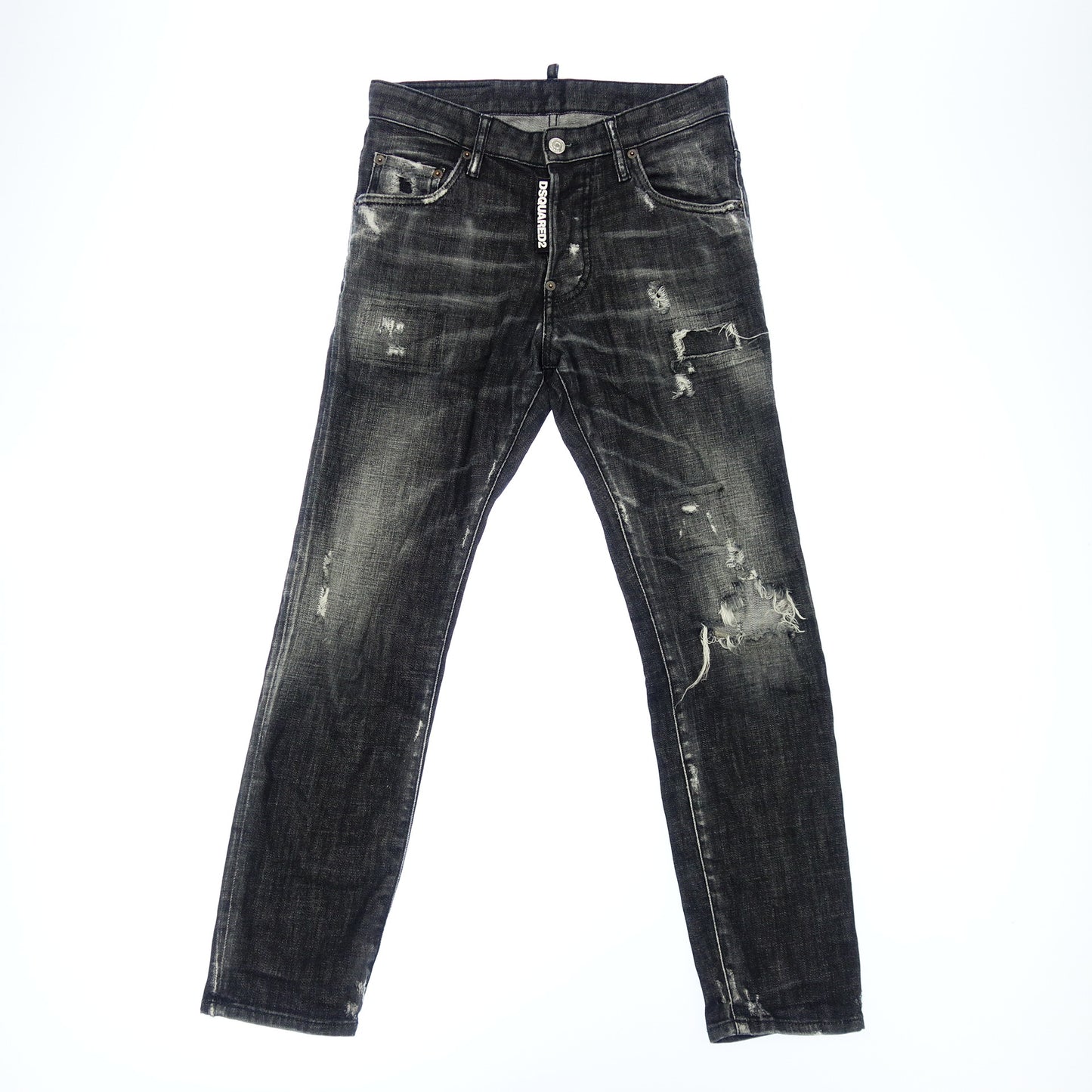 美品◆ディースクエアード デニムパンツ ダメージ加工 Skater Jean 19AW メンズ ブラック系 サイズ42 Dsquared2【AFB22】