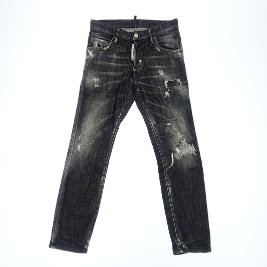 美品◆ディースクエアード デニムパンツ ダメージ加工 Skater Jean 19AW メンズ ブラック系 サイズ42 Dsquared2【AFB22】