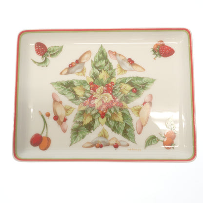 Good condition◆Hermès Square Plate Garden of Pythagoras White Hermès [AFB55] 