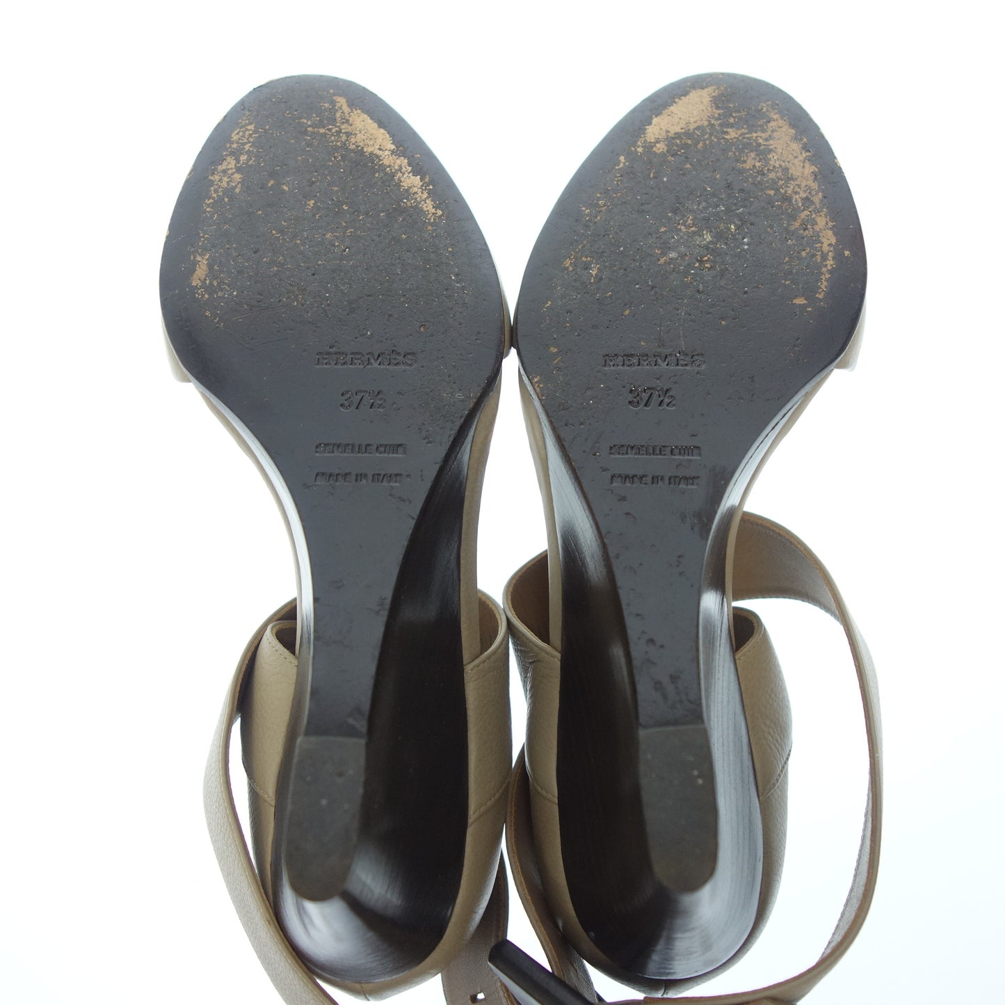 Hermes 皮革高跟鞋皮带设计金色硬件女士米色 37.5 HERMES [AFD7] [二手货] 