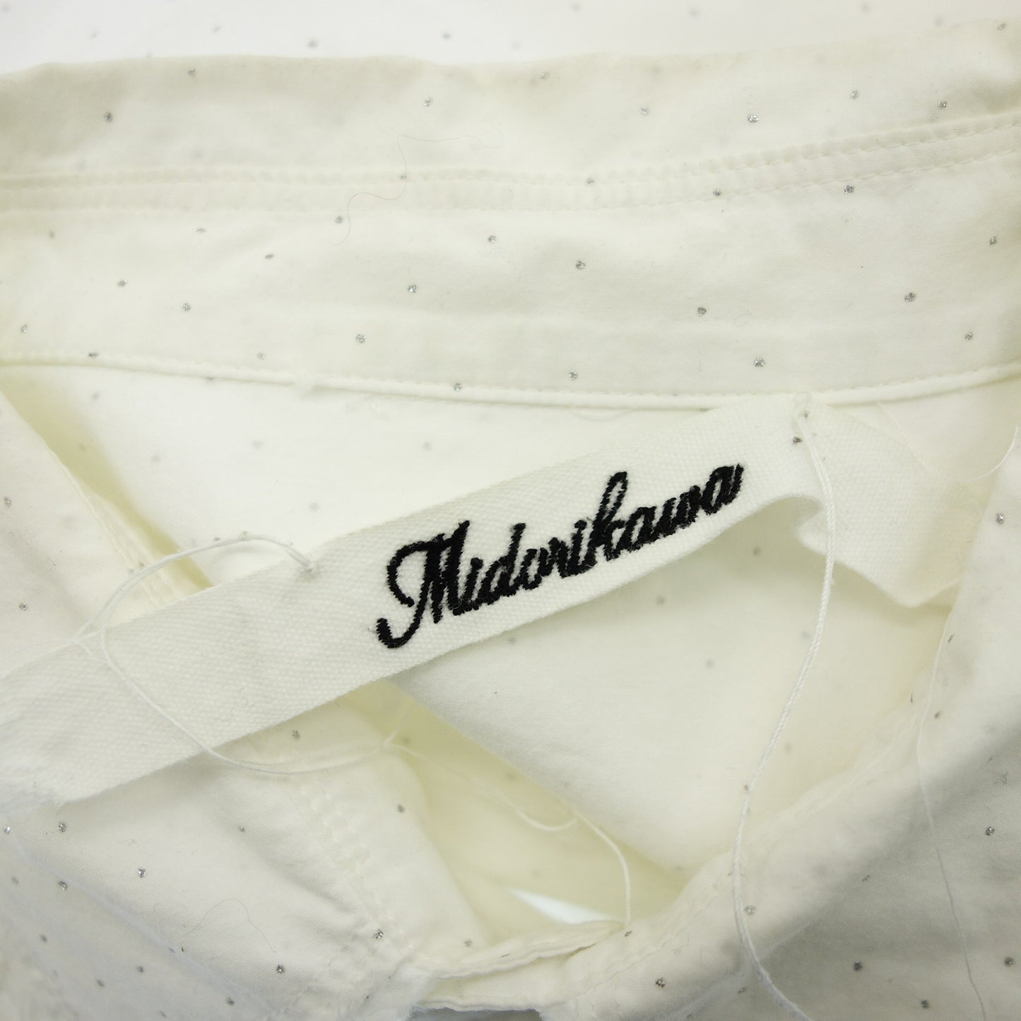 Good Condition◆Midorikawa Long Sleeve Shirt Silk Tape Dot Men's White F Midorikawa [AFB54] 