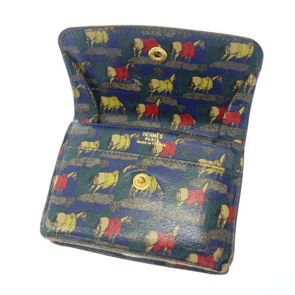 Hermes Coin Case Horse Pattern Serie 〇W Engraved Navy HERMES [AFI6] [Used] 