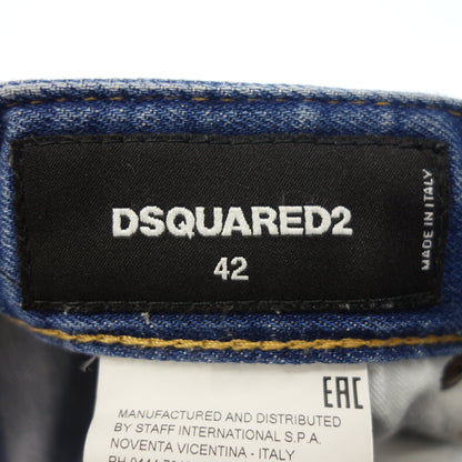 美品◆ディースクエアード デニムパンツ ジーンズ ダメージ加工 Skater Jean S71LB0456 青 メンズ サイズ42 DSQUARED2【AFB47】