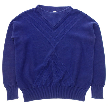 Used ◆Hermes knit sweater V jacquard size 34 ladies blue HERMES [AFB37] 