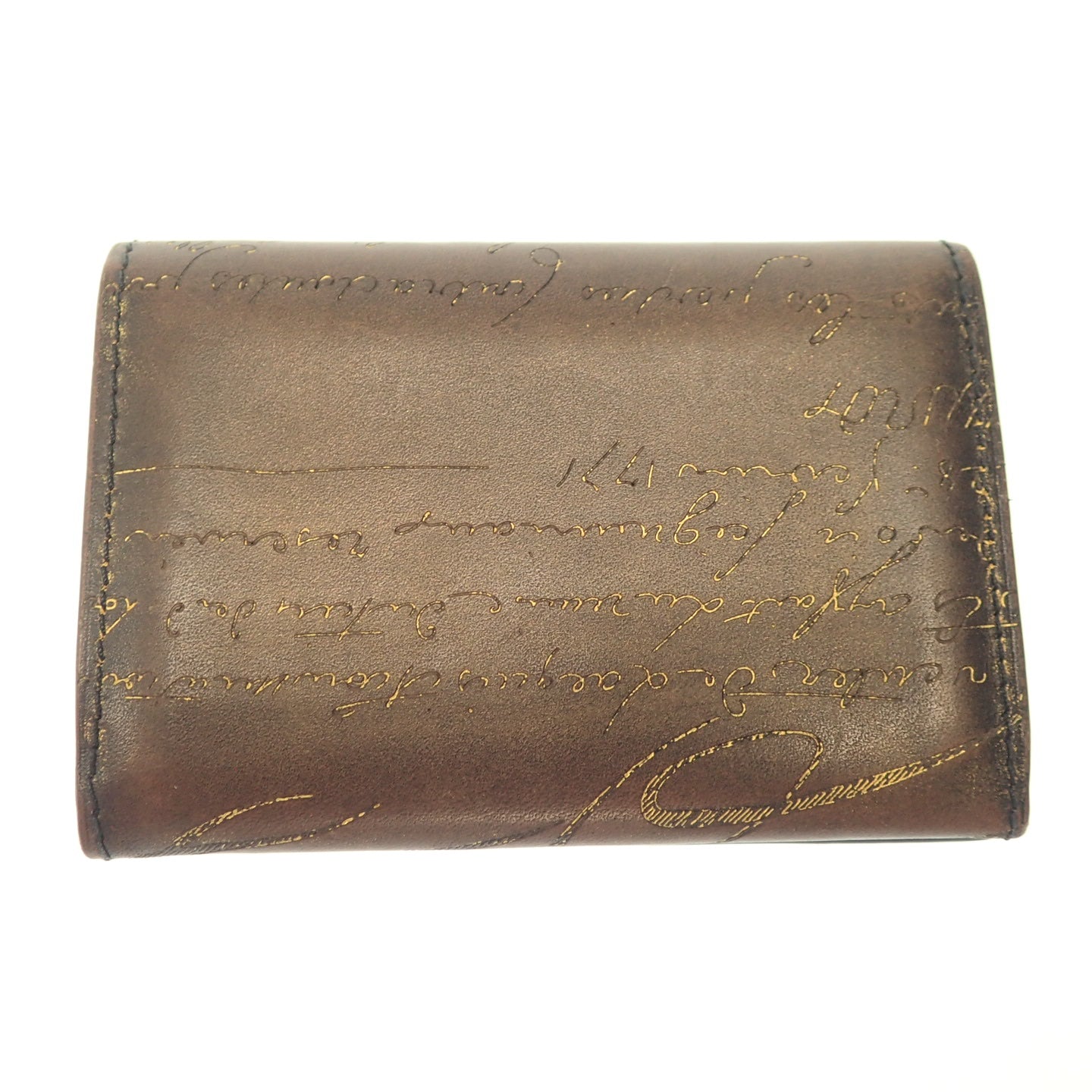 Used ◆ Berluti Card Case Golden Patine Calligraphy Berluti [AFI4] 