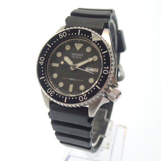 Good Condition◆Seiko Diver's Watch Quartz 6458-6000 Dial Black Silver SEIKO [AFI13] 