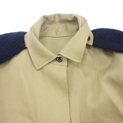状况良好◆Sacai 棉质斜纹棉布袖针织转换上衣 23AW 女式米色 x 海军蓝 3 号 23-06454 sacai [AFA2] 
