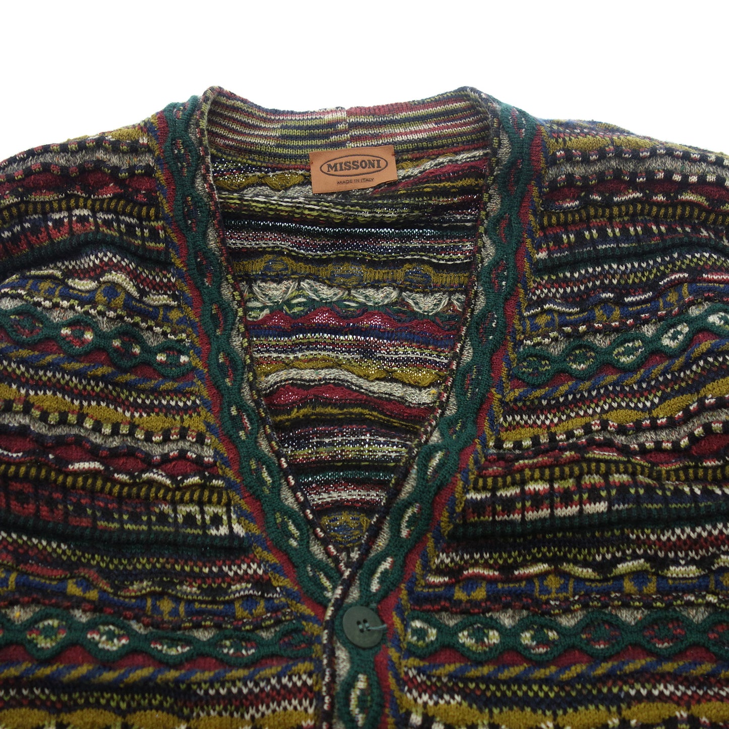 Good condition ◆ Missoni Knit Cardigan All Over Pattern Cable Knit Men's Multicolor 50 MISSONI [AFB52] 