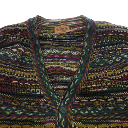 Good condition ◆ Missoni Knit Cardigan All Over Pattern Cable Knit Men's Multicolor 50 MISSONI [AFB52] 