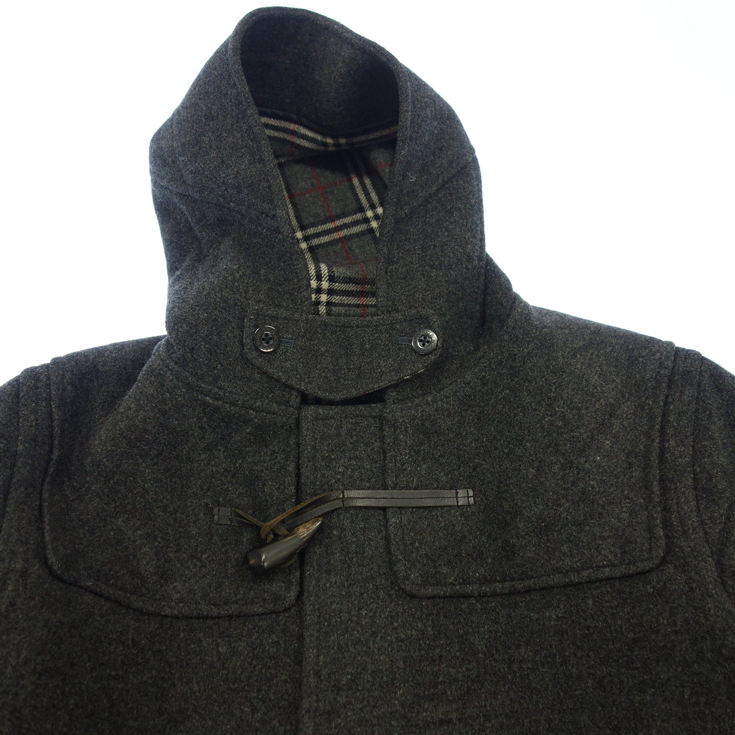 Good condition ◆ Burberry Black Label Duffle Coat Nova Check Lambswool Men's Gray Size L BURBERRY BLACK LABEL [AFA20] 