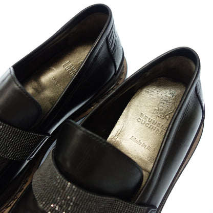 Good Condition◆Brunello Cucinelli Leather Loafers Bijou Women's 36 Black BRUNELLO CUCINELLI [AFC5] 