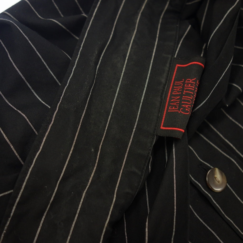 Good Condition◆JEAN PAUL GAULTIER Open Collar Shirt Vintage Striped Men's Black Cotton Size 48 JEAN PAUL GAULTIER [AFB6] 