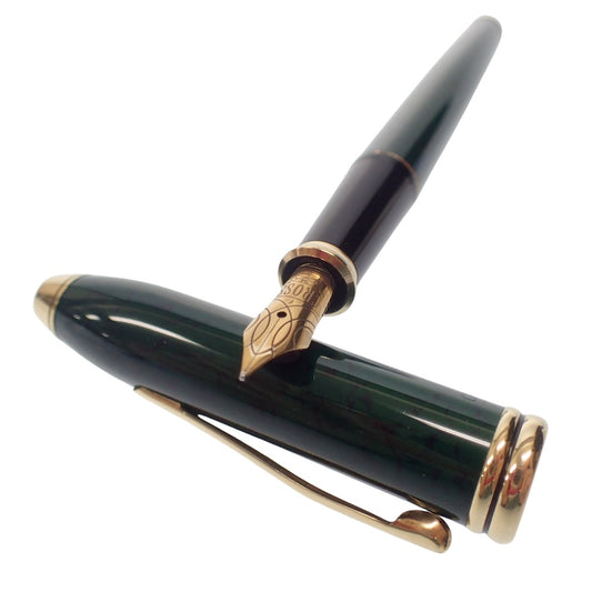 Very good condition ◆ Cross Fountain Pen Marble Nib 14K 585 F Green CROSS [AFI9] 