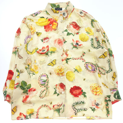 Used ◆ Gucci long sleeve shirt flower pattern silk Tom Ford period beige size 44 ladies GUCCI [AFB4] 