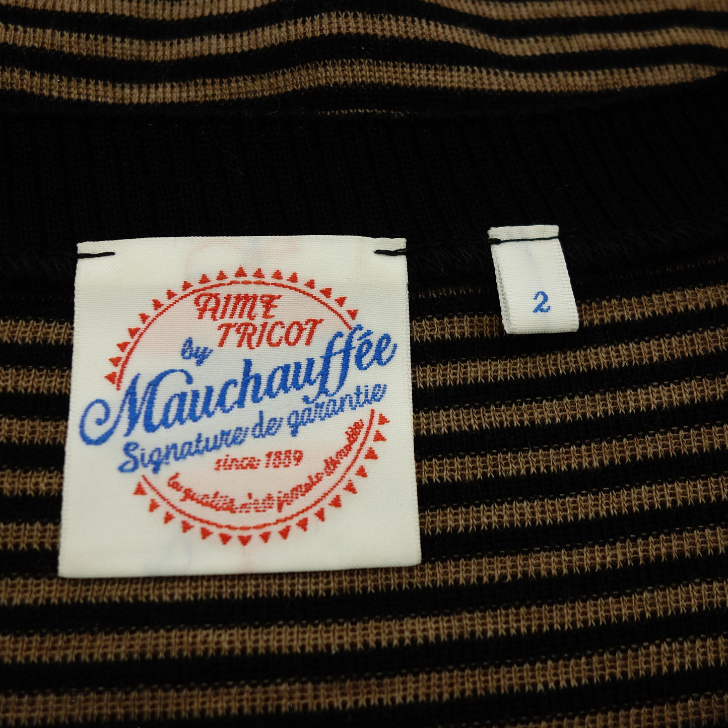 MAUCHAUFFEE Knit Sweater Mini Border Crew Neck Men's Brown/Black 2 AIME TRICOT by MAUCHAUFFEE [AFB42] [Used] 