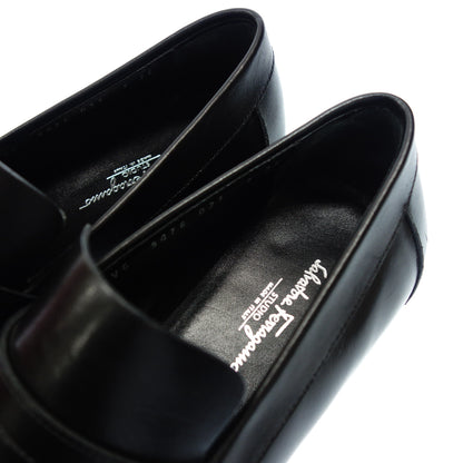 Very good condition ◆Salvatore Ferragamo leather loafer silver metal fittings men's 7 black Salvatore Ferragamo [AFD7] 