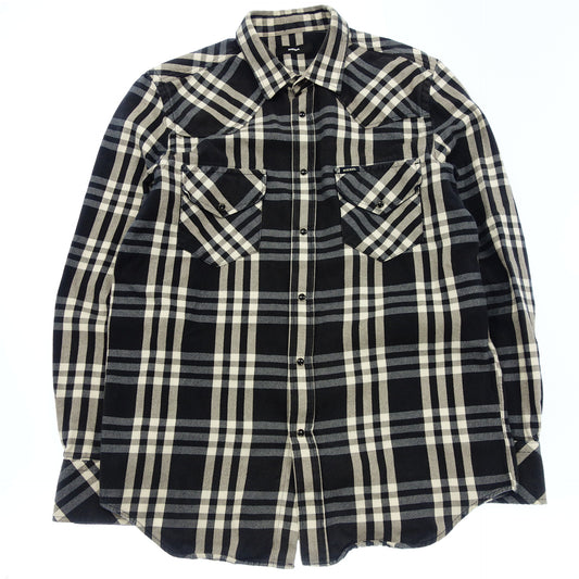 Good Condition◆DIESEL Long Sleeve Shirt Western Check Size S Men's White x Black DIESEL [AFB25] 