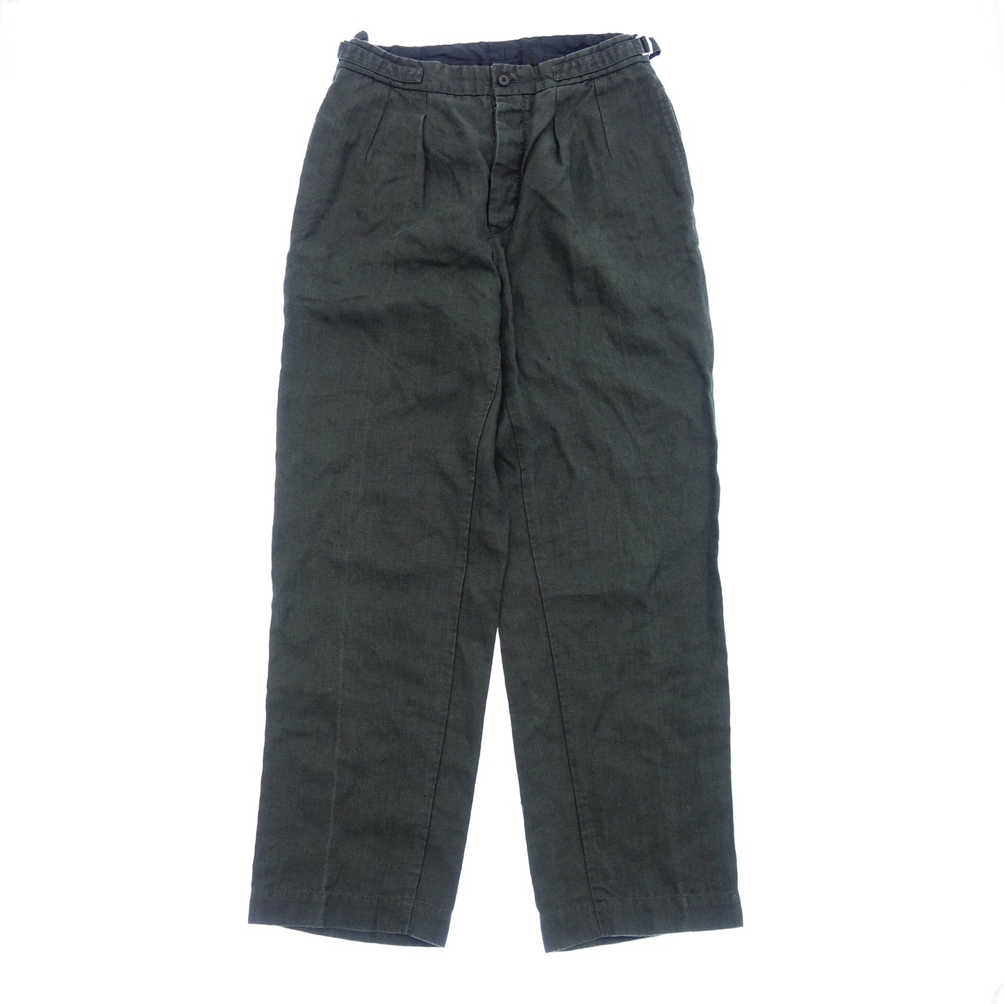 SHINYA Trousers Side Adjuster 100% Linen Men's Green Size 3 SHINYA [AFB51] [Used] 