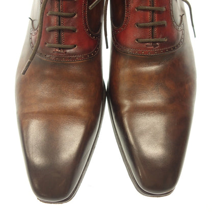 Very good condition ◆ Magnani leather shoes combination shoes 22094 Men's Brown x Red Size 42 MAGNANNI [AFC35] 