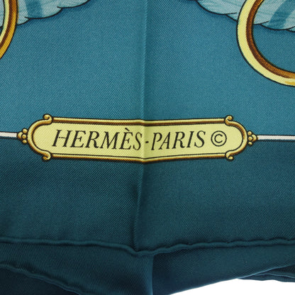 Good Condition◆Hermes Scarf Kare90 Silk Lift Profile Blue HERMES [AFI21] 