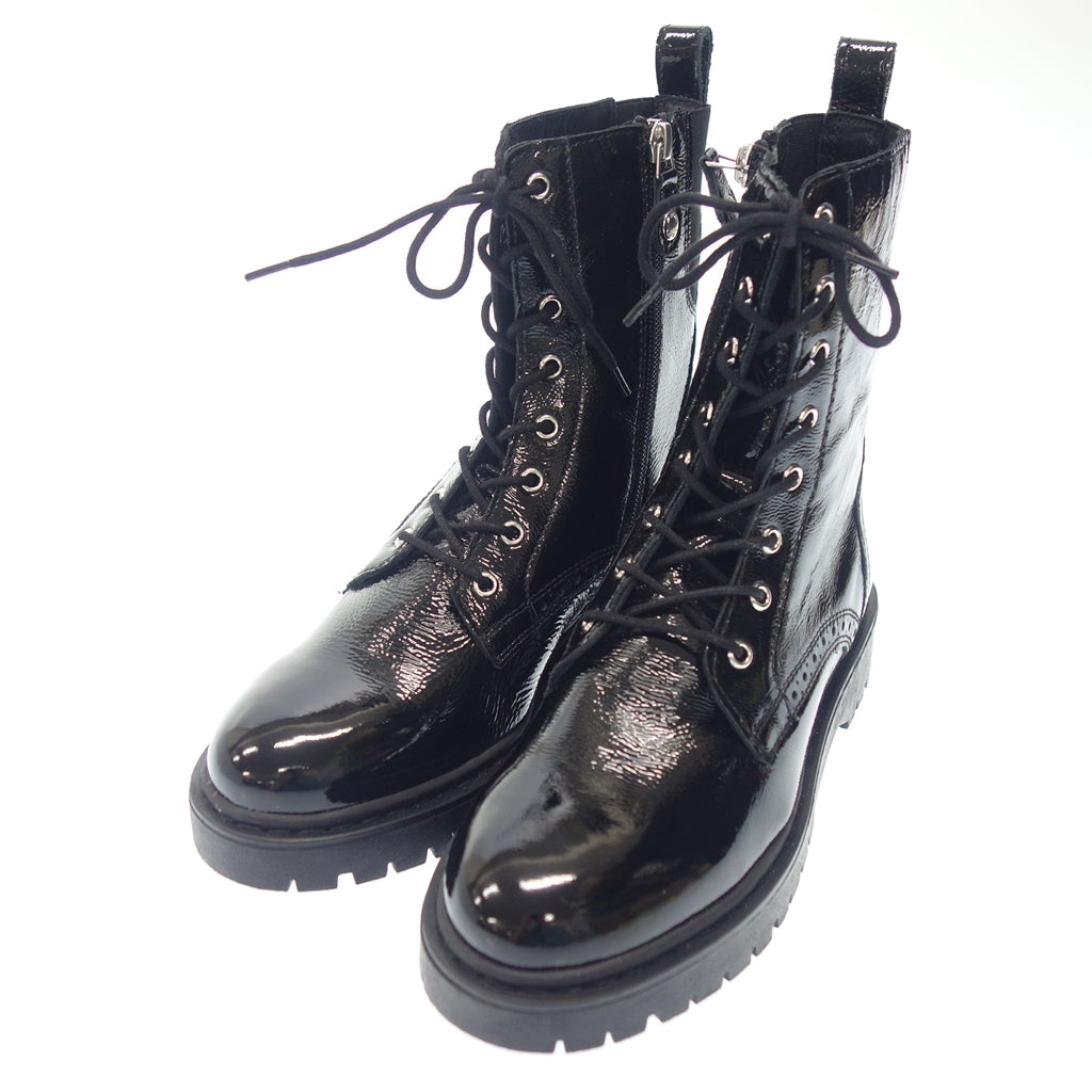 Very good condition ◆GEOX lace up boots enamel ladies black size 24cm D26QDD GEOX [AFD12] 