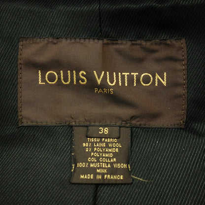 LOUIS VUITTON PVC 外套夹克交织字母领子貂皮粗花呢女士 38 棕色 LOUIS VUITTON [AFG1] [二手货] 