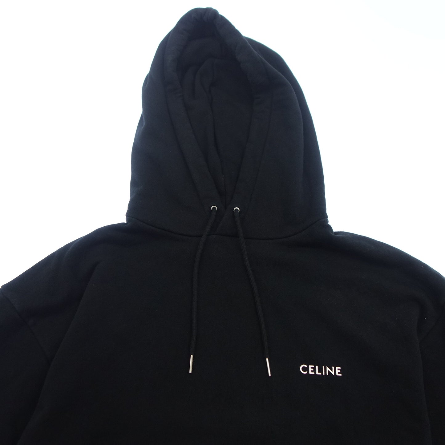 Good condition ◆ Celine pullover hoodie chest logo ladies size XXL black CELINE [AFB3] 