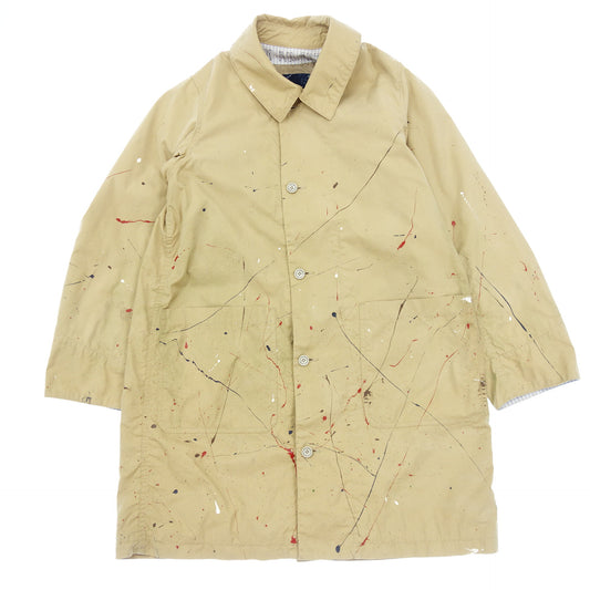 極美品◆ビズビム グレースモンキーコート ペイント加工 メンズ ベージュ サイズ1 VISVIM GREASE MONKEY COAT【AFB31】