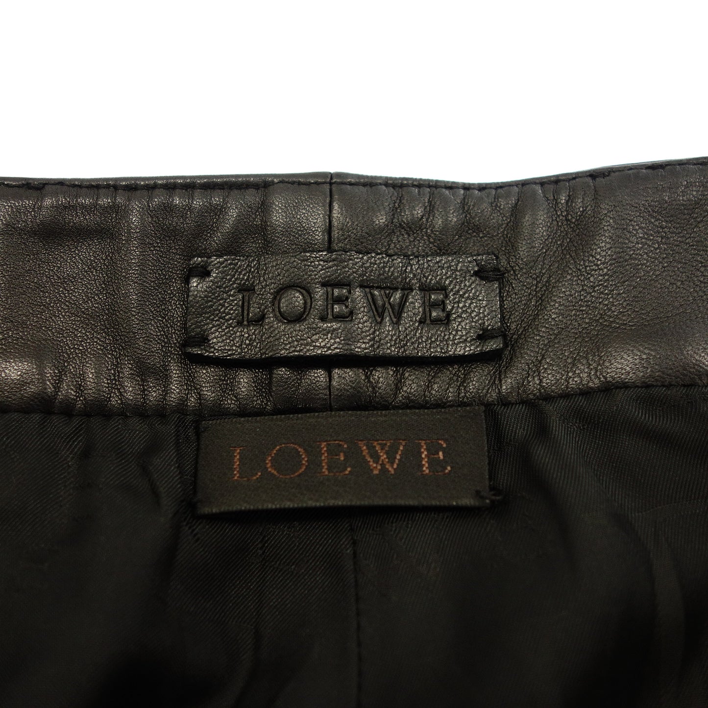 美品◆ロエベ レザーパンツ ラムレザー メンズ ブラック サイズ42 LOEWE【AFG1】