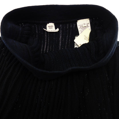 Very beautiful item◆Hermes Knit Skirt Pleated Design Linen x Rayon Size 38 Women's Dark Blue HERMES [AFB38] 