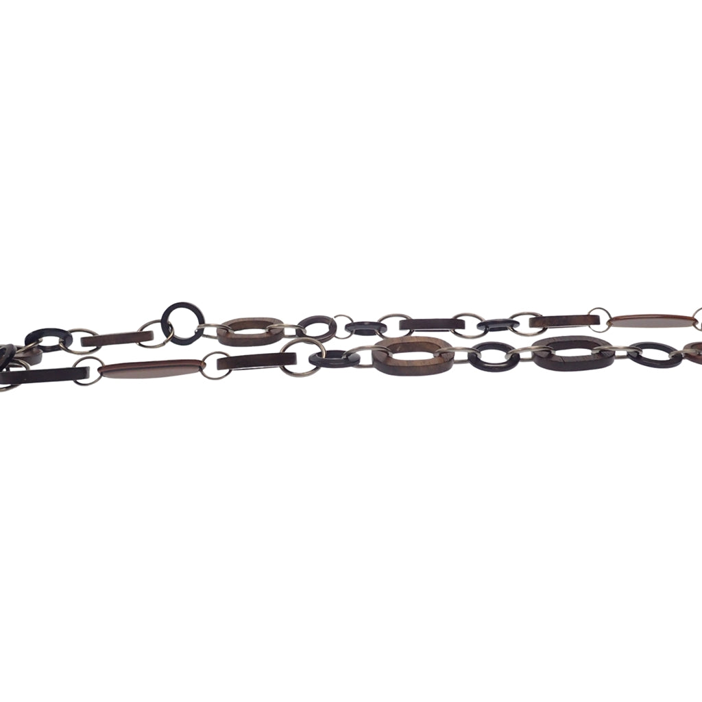 Good condition ◆ Marni necklace wood silver metal fittings brown MARNI [AFI7] 