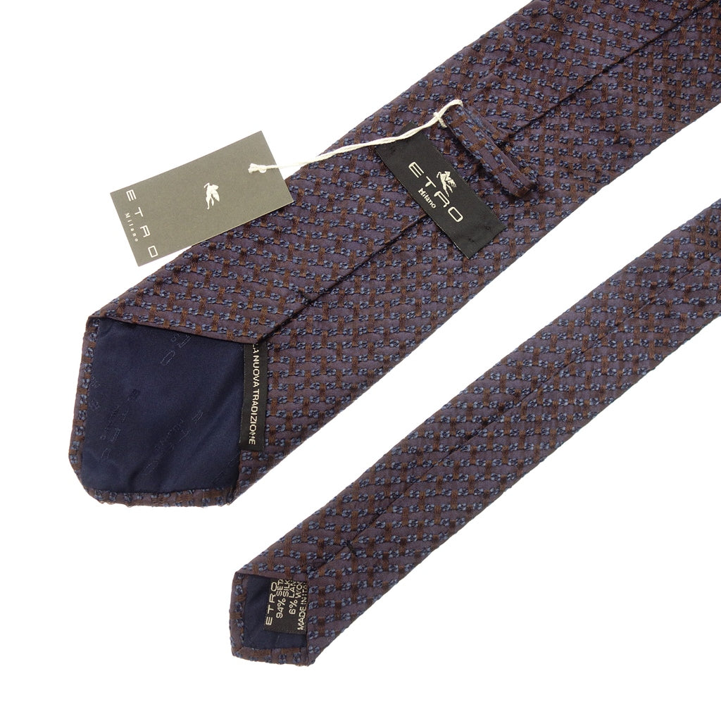 Good condition◆ETRO tie silk blend navy x brown ETRO LA NUOVA TRADIZIONE [AFI19] 