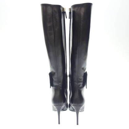 Good condition ◆ Gucci long boots pointed toe bit 388363 ladies black 36.5 GUCCI [AFD12] 