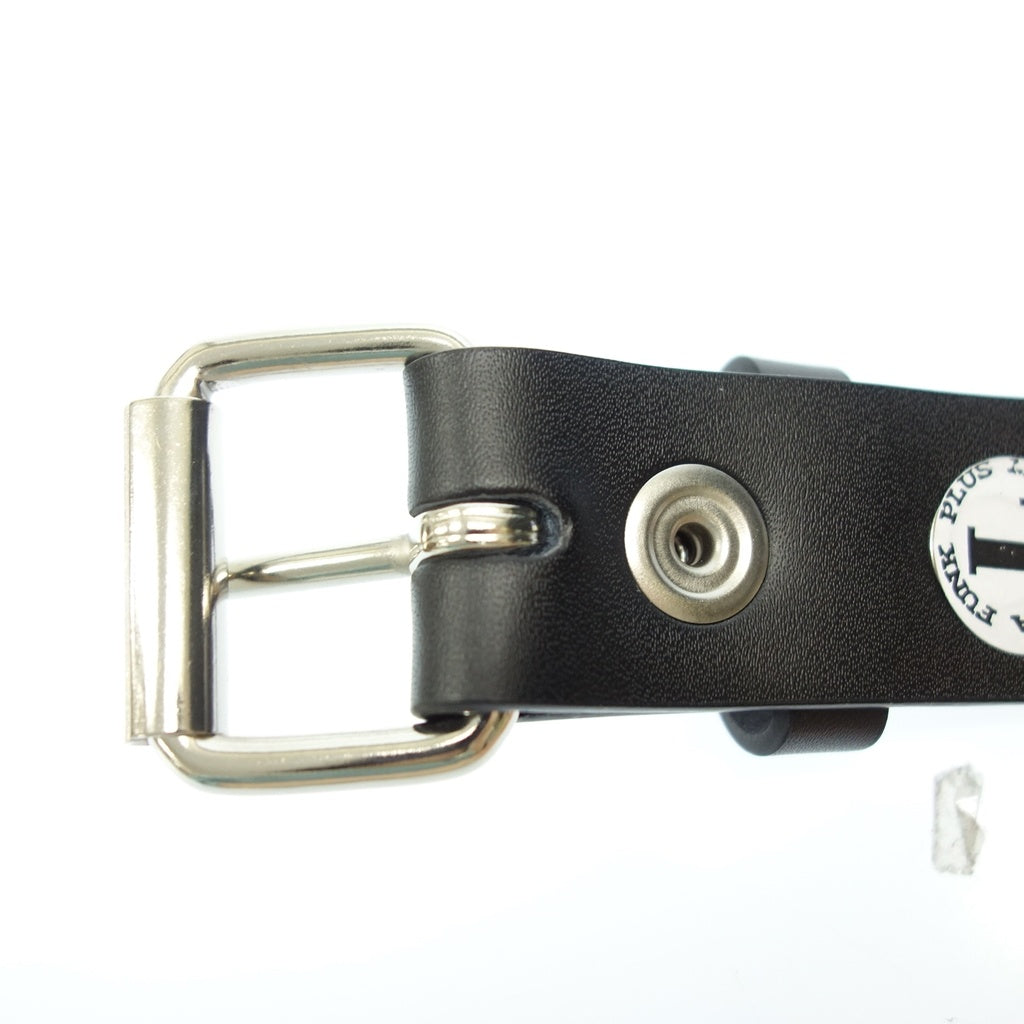 Very good condition◆Funk Plus Belt Leather Eyelet Belt Size L Black x Silver FUNK PLUS [AFI17] 