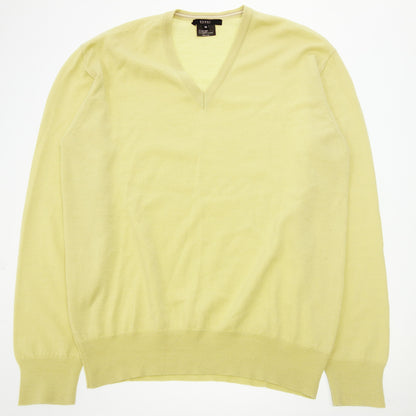 Good Condition ◆ Gucci Knit Sweater V-neck Silk x Wool Size M Men's Yellow GUCCI [AFB27] 