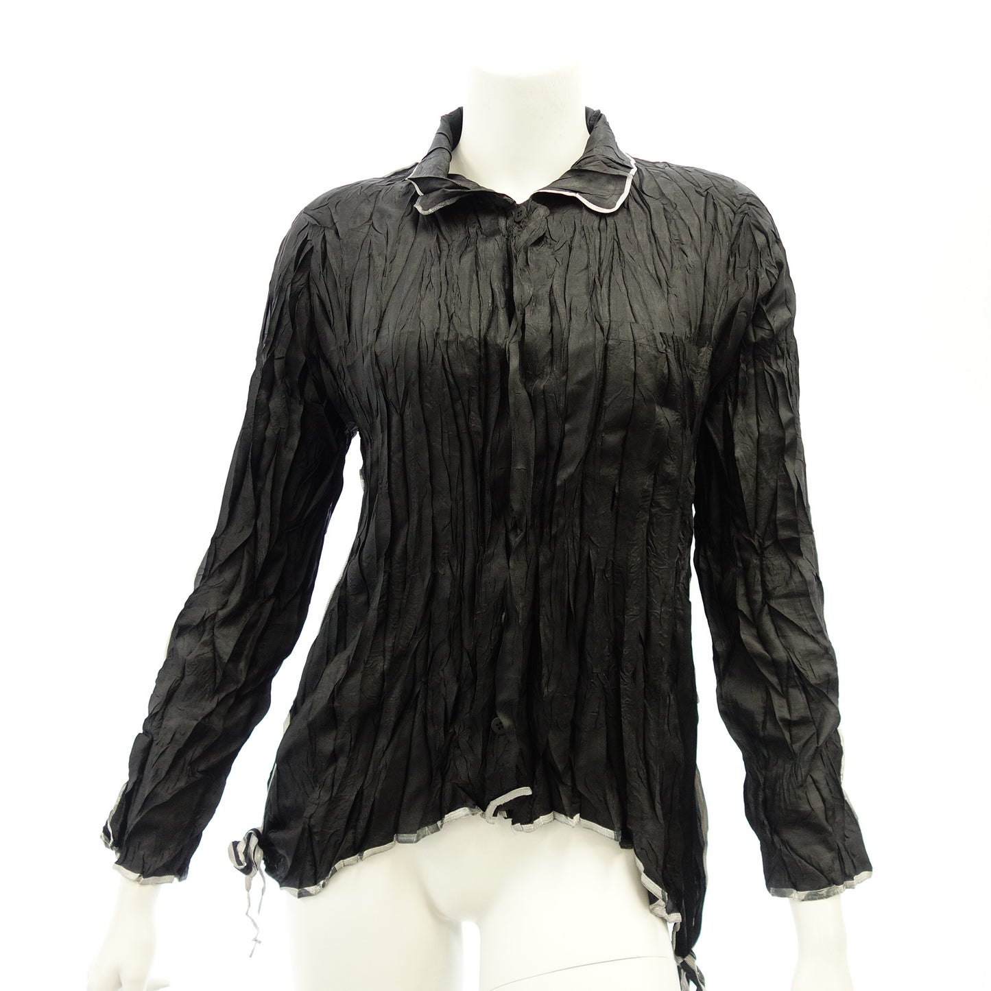 Good Condition◆Pleats Please Long Sleeve Shirt Pleated Shrink Women's Black Size 3 PLEATS PLEASE [AFB23] 