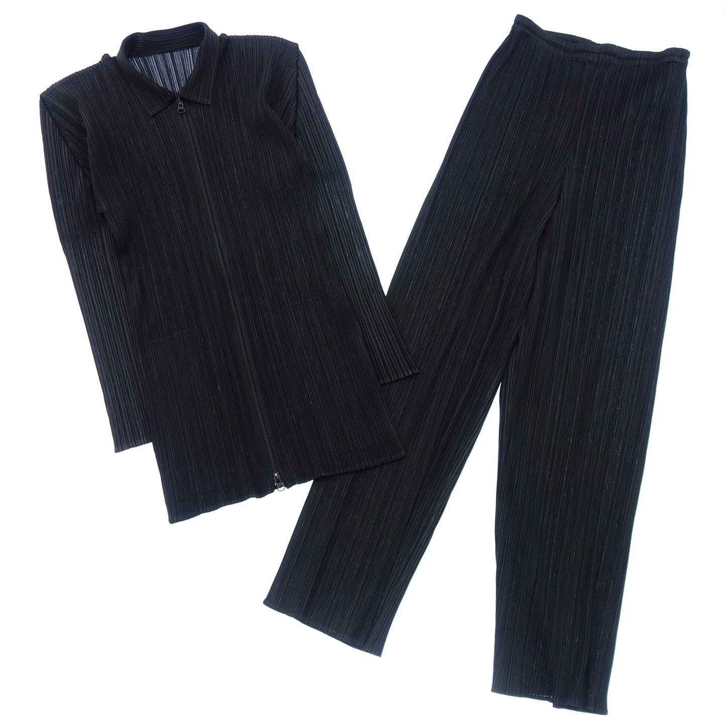 状况良好 ◆ Pleats Please Issey Miyake 设置 PP04-JD359/PP04-JF643 尺寸 3 女式黑色 PLEATS PLEASE ISSEY MIYAKE [AFB2] 