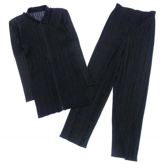 美品◆プリーツプリーズ イッセイミヤケ セットアップ PP04-JD359/PP04-JF643 サイズ3 レディース 黒 PLEATS PLEASE ISSEY MIYAKE【AFB2】