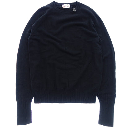 Very good condition◆Hermes knit sweater wool leather patch size S men's black HERMES [AFB36] 