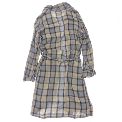 Used ◆ Bond Fifth Avenue Gown Coat Shawl Collar 60's Check Cotton Men's Blue Size L Bond FIFTH AVENUE [AFB53] 