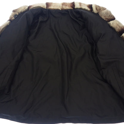 Good condition◆No brand half coat rabbit fur chinchilla style reversible brown [AFF23] 