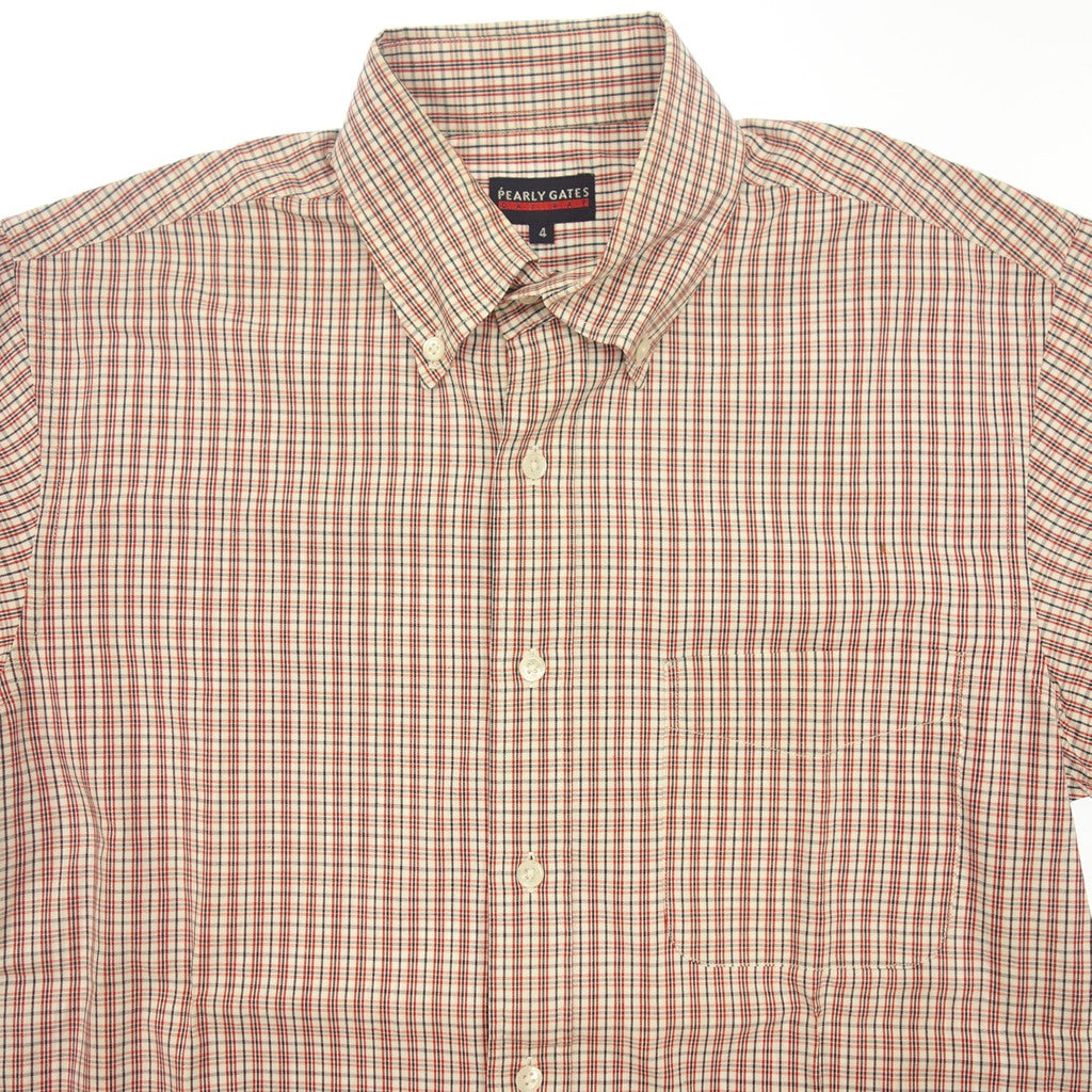 Very good condition◆Pearly Gates check shirt short sleeve men's red size 4 PEARLY GATES [AFB34] 