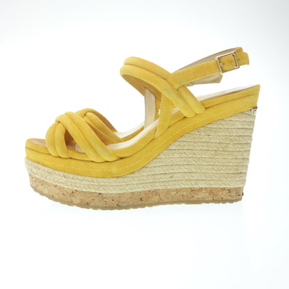 Used ◆JIMMY CHOO sandals pumps suede espadrilles wedge sole ladies size 37 yellow JIMMY CHOO [AFD7] 